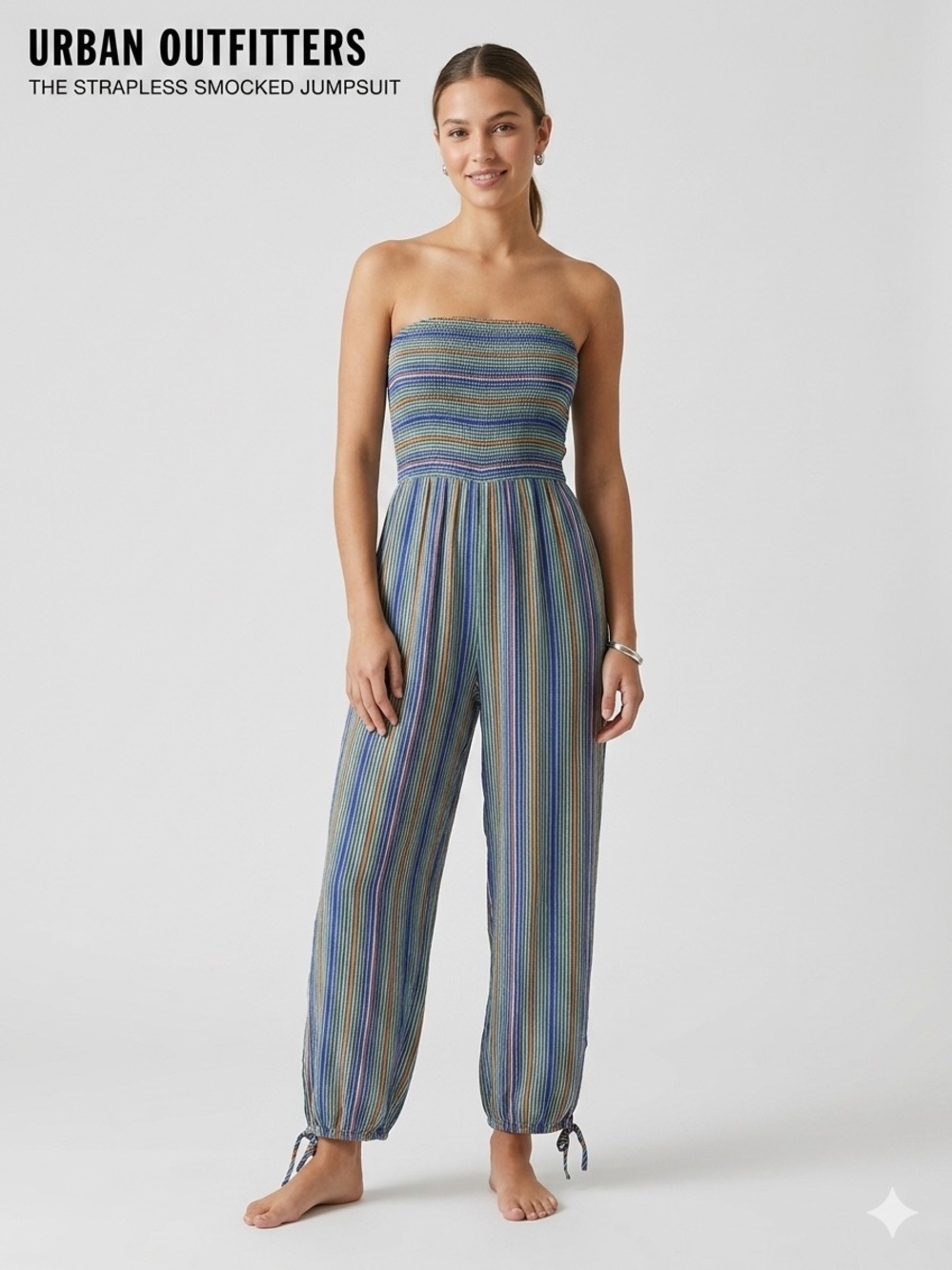 Women's Strapless Multicolor Striped Jumpsuit